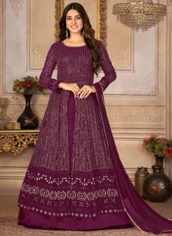 Georgette Sequins Embroidery Purple A Line Lehenga Party Wear -Mahra Clothing Shop georgette sequins embroidery purple a line lehenga ghsdi122pr u