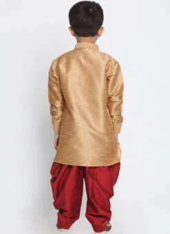 Gold Art Silk Dhoti Set -Mahra Clothing Shop gold art silk dhoti set kddmf491 b