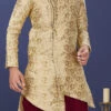 Gold Heavy Silk Boys Indowestern Sherwani Party Wear