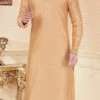 Gold Jari Jacquard Kurta Pyjama Party Wear