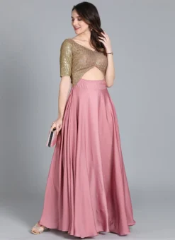 Gold Sequin Embroidered N Mauve Full Flare Gown Festive Wear -Mahra Clothing Shop gold sequin embroidered n mauve full flare gown IWBS01909757 u