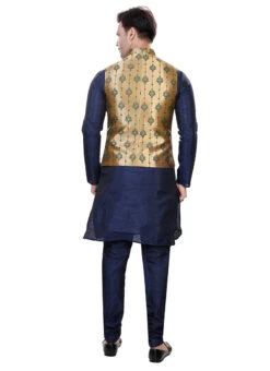 Golden Art Silk Jacquard Bandhgala Jacket 5 Golden Art Silk Jacquard Bandhgala Jacket -Mahra Clothing Shop golden art silk jacquard bandhgala jacket jmkmdc601 b