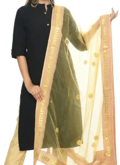Golden Organza Cotton Gota Patti Work Dupatta Festive Wear