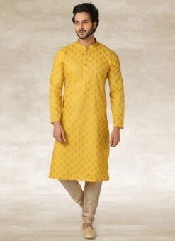 Front Page -Mahra Clothing Shop golden yellow handloom cotton printed kurta pyjama kpmsc1154 u