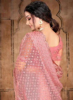 Gracious Dusty Pink Net Embroidery Stone Work Saree Party Wear -Mahra Clothing Shop gracious dusty pink net embroidery stone work saree sasunf1737 b