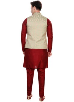 Green And Pink Art Silk Jacquard Bandhgala Jacket -Mahra Clothing Shop green and pink art silk jacquard bandhgala jacket jmkmdc621 b