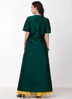 Green And Yellow Embroidered Indo Western Dress Party Wear -Mahra Clothing Shop green and yellow embroidered indo western dress iwddrrwrs455 b