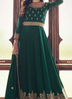 Green Art Silk Cord Work Dresses And Gown Party Wear