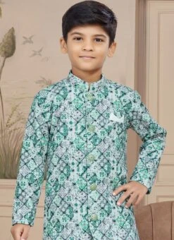 Green Art Silk Embroidered Sherwani For Boys Festive Wear -Mahra Clothing Shop green art silk embroidered sherwani for boys kdbmsgr607 b