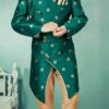 Green Art Silk Jacquard Indowestern Sherwani Party Wear