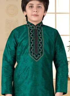Green Art Silk Kurta Pyjama Set