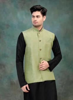 Green Art Silk Nehru Jacket -Mahra Clothing Shop green art silk nehru jacket jmkmpc02 b