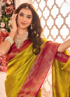 Green Art Silk Zari Saree After Six Wear -Mahra Clothing Shop green art silk zari saree samkns1982 b