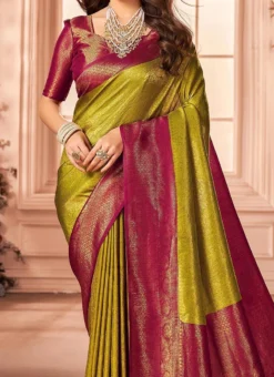 Green Art Silk Zari Saree After Six Wear