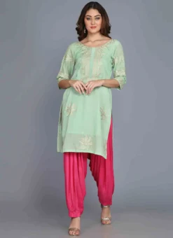 Green Chanderi Cotton Aari Embroidery Kurta Salwar Set Party Wear -Mahra Clothing Shop green chanderi cotton aari embroidery kurta salwar set krskifh99660001313 u