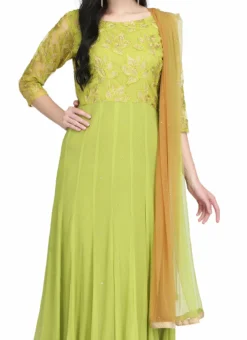 Green Chiffon Anarkali Suit Party Wear