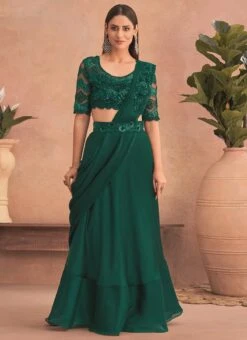 Green Chinon Silk Embroidered Ready Pleated Saree Party Wear 6 Green Chinon Silk Embroidered Ready Pleated Saree Party Wear -Mahra Clothing Shop green chinon silk embroidered ready pleated saree saska36307302c u