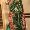Green Color Embroidery Work Soft Silk Saree Party Wear
