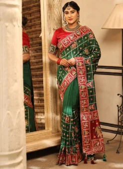 Green Color Embroidery Work Soft Silk Saree Party Wear -Mahra Clothing Shop green color embroidery work soft silk saree sasacw3250 u