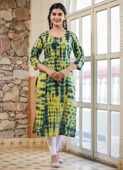 Green Cotton Printed Kurta Churidar Set Party Wear -Mahra Clothing Shop green cotton printed kurta churidar set krsjkk511 u