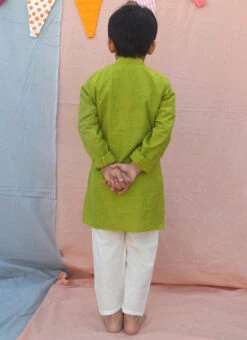 Green Cotton Solid Kurta Pyjama Festive Wear -Mahra Clothing Shop green cotton solid kurta pyjama kdbntcs18 b