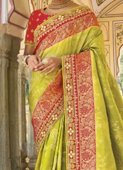 Green Dola Viscose Embroidery Sequins Work Party Wear