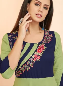 Green Embroidered Anarkali Dress After Six Wear