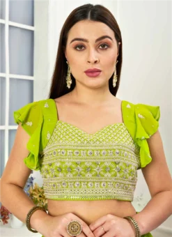 Green Embroidered Georgette Blouse Festive Wear -Mahra Clothing Shop green embroidered georgette blouse BLBS02307608 u