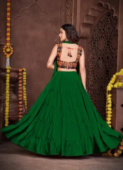 Green Faux Georgette Mirror Chaniya Choli Festive Wear -Mahra Clothing Shop green faux georgette mirror chaniya choli ghsacw7528 b