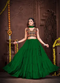 Green Faux Georgette Mirror Chaniya Choli Festive Wear -Mahra Clothing Shop green faux georgette mirror chaniya choli ghsacw7528 u