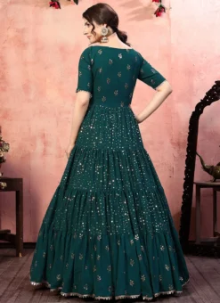 Green Georgette Anarkali Gown Party Wear -Mahra Clothing Shop green georgette anarkali gown bgwsom4524 b