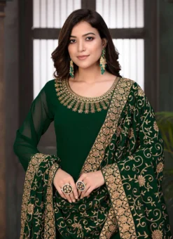 Green Georgette Embroidered N Stones Anarkali Suit Party Wear -Mahra Clothing Shop green georgette embroidered n stones anarkali suit slsak26702501 b