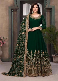 Green Georgette Embroidered N Stones Anarkali Suit Party Wear -Mahra Clothing Shop green georgette embroidered n stones anarkali suit slsak26702501 u