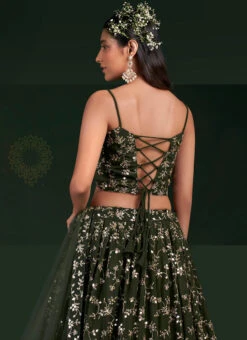 Green Georgette Embroidery N Sequins Umbrella Lehenga Party Wear -Mahra Clothing Shop green georgette embroidery n sequins umbrella lehenga ghska439930008 b