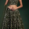 Green Georgette Embroidery N Sequins Umbrella Lehenga Party Wear