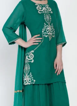 Green Georgette Kurta Sharara Set Party Wear