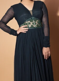 Green Georgette Sequins Anarkali Suit Party Wear