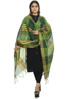 Green Handloom Cotton Weaving Work Dupatta Work Wear -Mahra Clothing Shop green handloom cotton weaving work dupatta dpdmimfd076 u