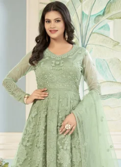 Green Net Embroidered Stones Anarkali Suit Party Wear -Mahra Clothing Shop green net embroidered stones anarkali suit slsacw8954 b
