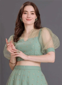 Green Net Sequins Embroidered Blouse Festive Wear -Mahra Clothing Shop green net sequins embroidered blouse BLBS02309124 b