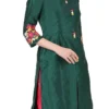 Green Raw Silk Embroidery Work Kurta Straight Pant Set Party Wear
