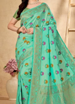 Green Soft Silk Zari Weaving Work Saree Festive Wear