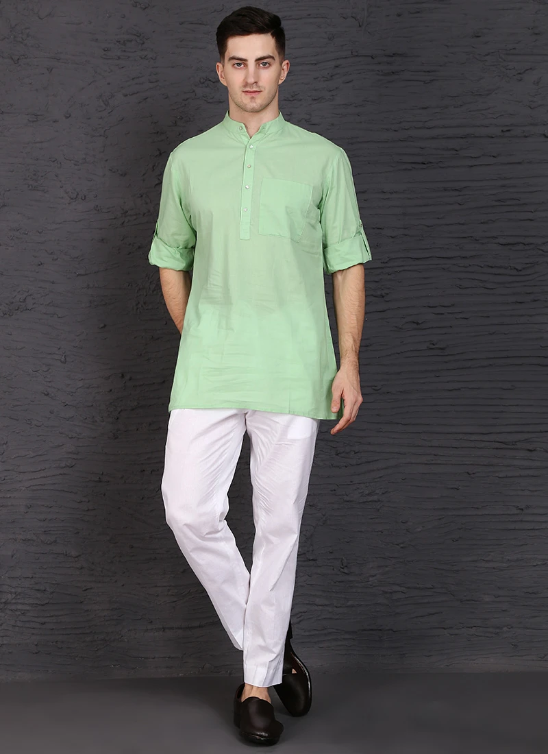 Green Viscose Cotton Kurta 2 Green Viscose Cotton Kurta - Image 2