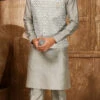 Grey Art Silk Banarasi Bandi Set Party Wear