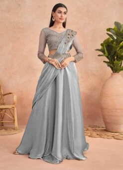 Grey Chinon Silk Embroidered Sequins Ready Pleated Saree Party Wear 6 Grey Chinon Silk Embroidered Sequins Ready Pleated Saree Party Wear -Mahra Clothing Shop grey chinon silk embroidered sequins ready pleated saree saska36367304f u