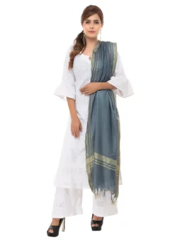 Grey Cotton Slub Weaving Work Dupatta Work Wear -Mahra Clothing Shop grey cotton slub weaving work dupatta dpdmimfd089 u