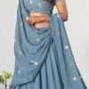 Grey Georgette Embroidered A Line Lehenga Festive Wear