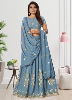 Grey Georgette Embroidered A Line Lehenga Festive Wear -Mahra Clothing Shop grey georgette embroidered a line lehenga ghsht5408 u