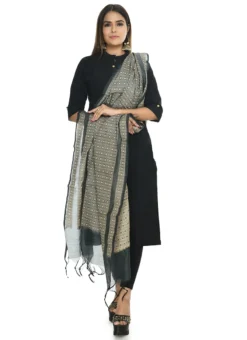 Grey Handloom Cotton Weaving Work Dupatta Work Wear -Mahra Clothing Shop grey handloom cotton weaving work dupatta dpdmimfd059 u