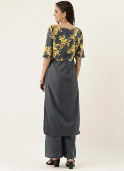 Grey N Yellow Printed Rayon Boat Neck Kurta Set After Six Wear 11 Grey N Yellow Printed Rayon Boat Neck Kurta Set After Six Wear -Mahra Clothing Shop grey n yellow printed rayon boat neck kurta set KSBS02009855 b